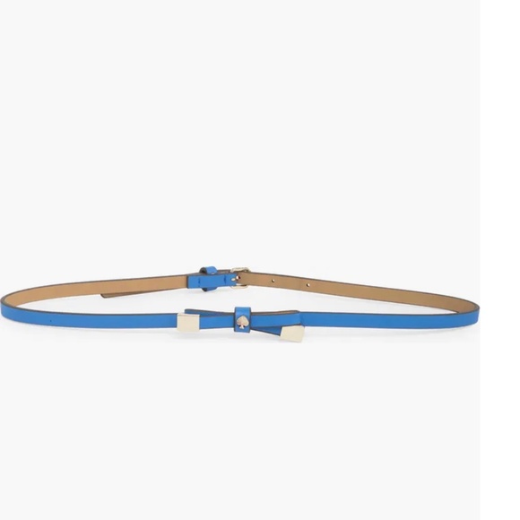 NEW Kate Spade 8mm Goldtone Tips Logo Spade Skinny Bow Belt, Blazer Blue kate spade new york Bow Belts for Women for sale | eBay main image 4